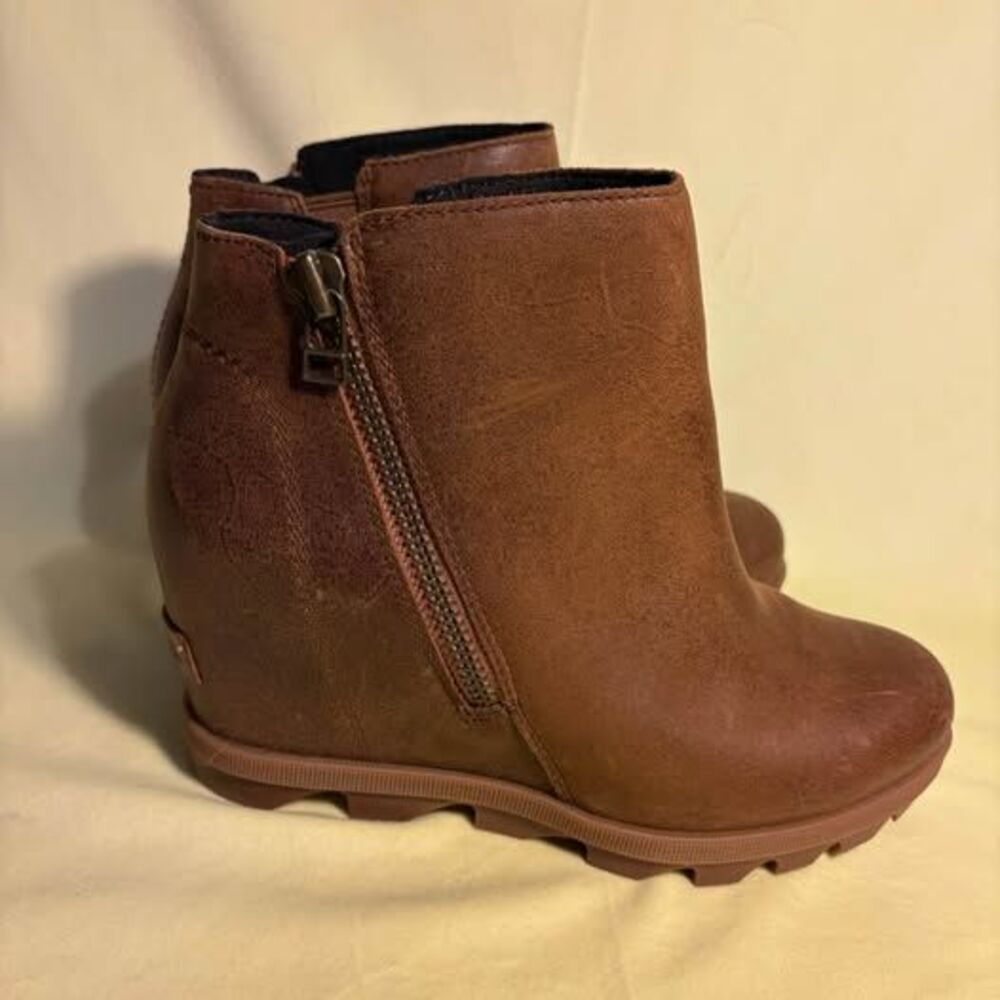 SOREL Joan of Arctic Wedge II Zip Waterproof Leather Booties - Brown - Women's U